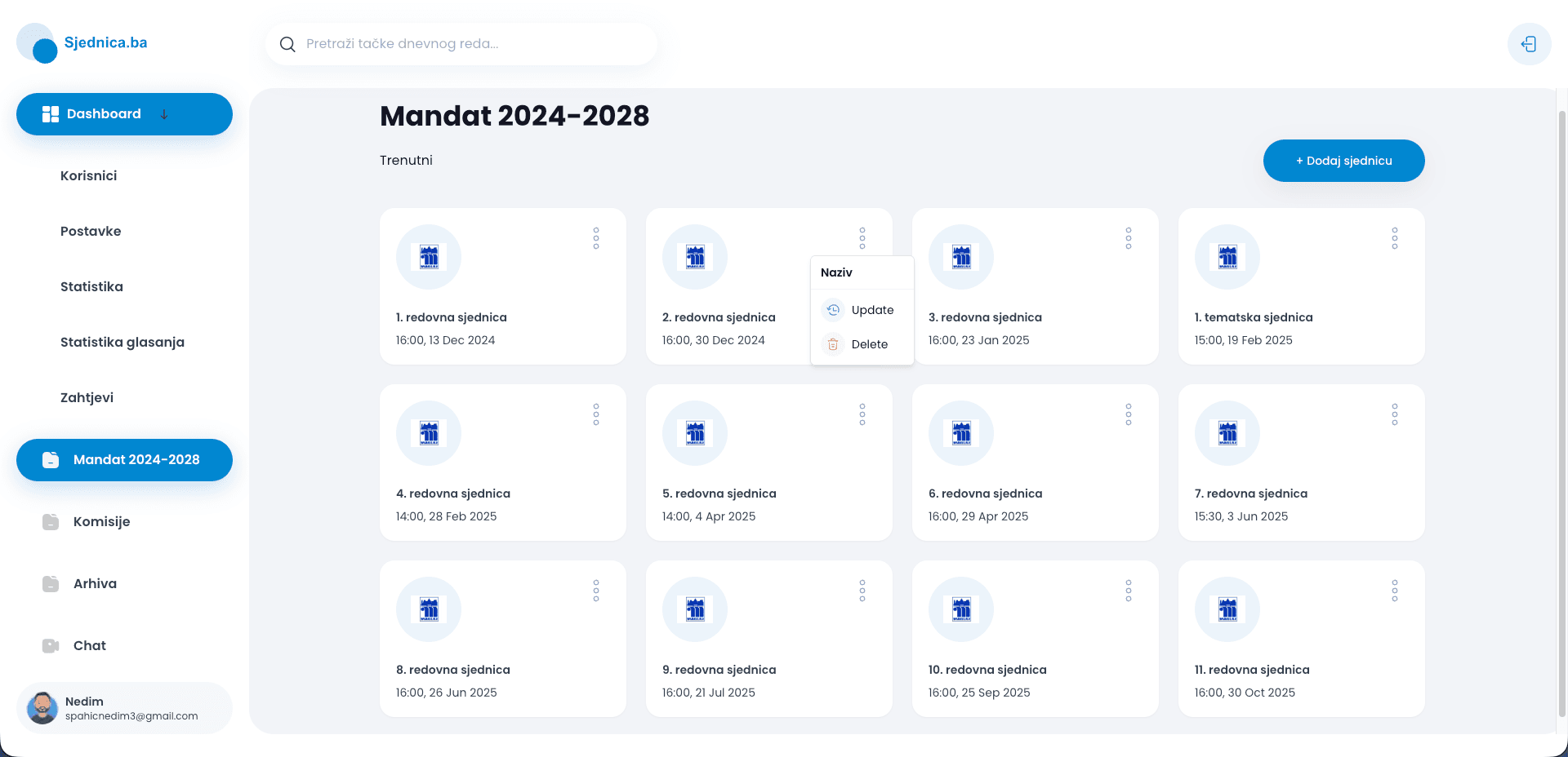 Sve sjednice na jednom mjestu